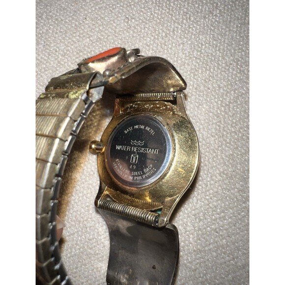 VTG TIMEX 12K TURQUOISE WATCH BAND FLORAL WATER RESISTANT BASE METAL BEZEL main image 11
